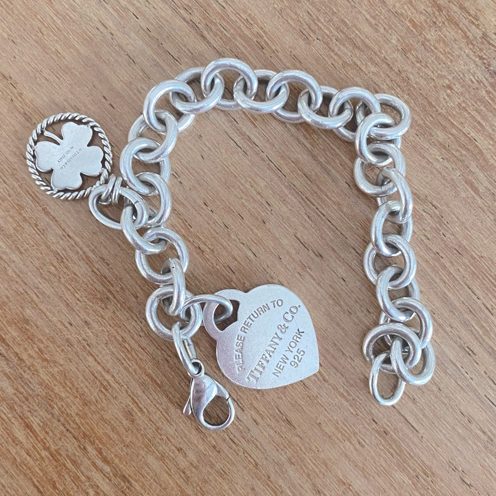 VERY RARE Tiffany & Co. Sterling Round Four 4 Leaf Clover Shamrock Charm Pendant